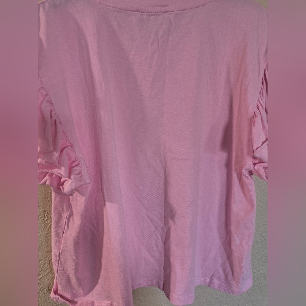 Zara Pink Sz M Ruffle Sleeve Top - Picture 5 of 8